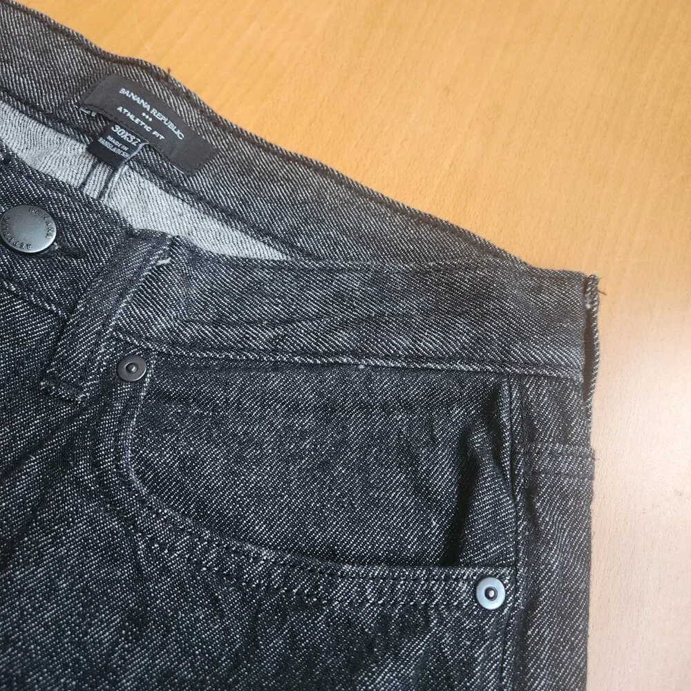 Banana Republic Athletic Fit Jeans Mens 30x32 Black Wash Stretch Slim Taper